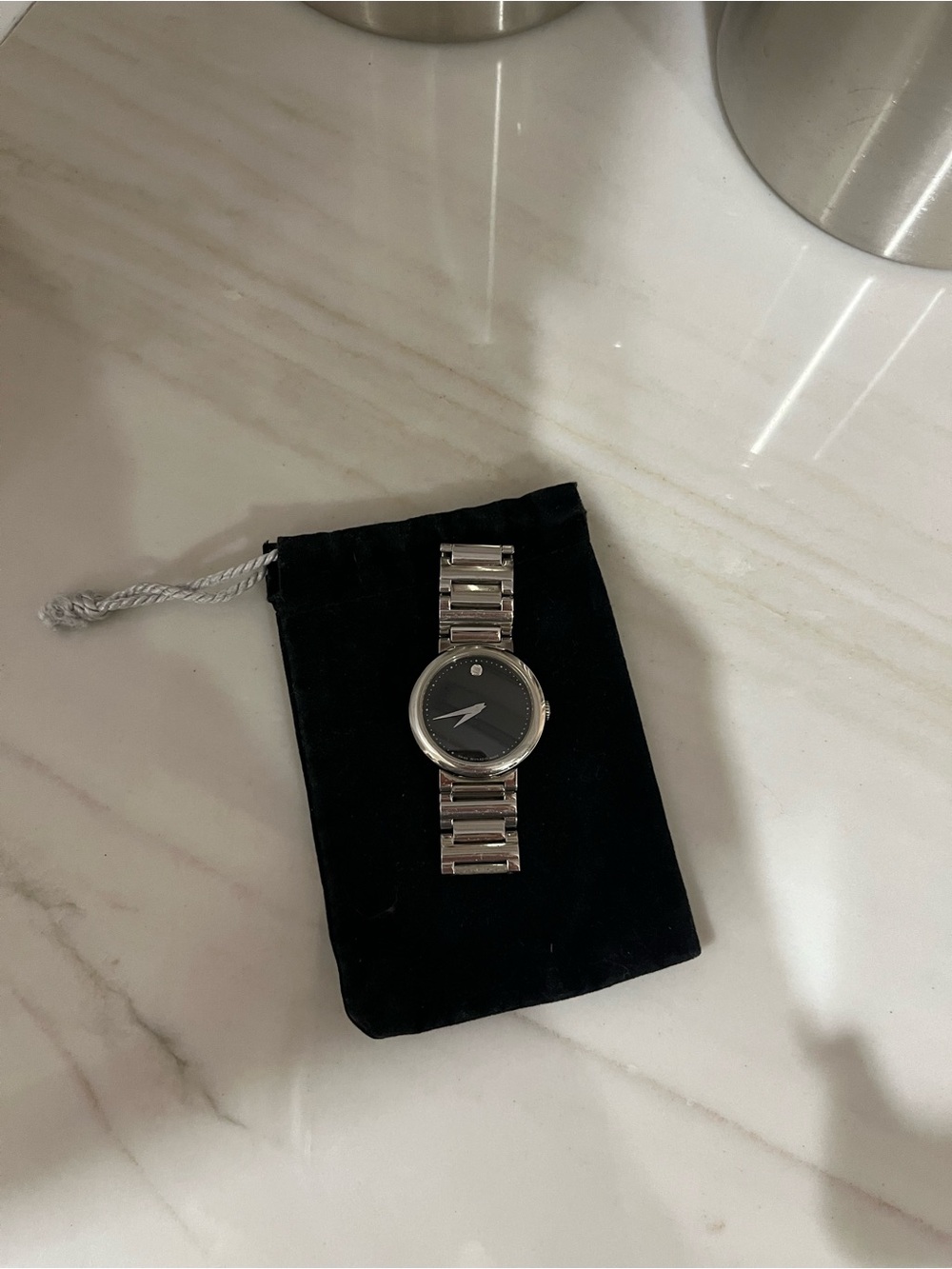 Movado Woman’s Concerto Stainless Steel Watch with Black Dial